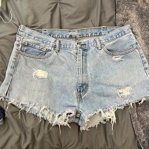 Levi distressed jean shorts - DIY